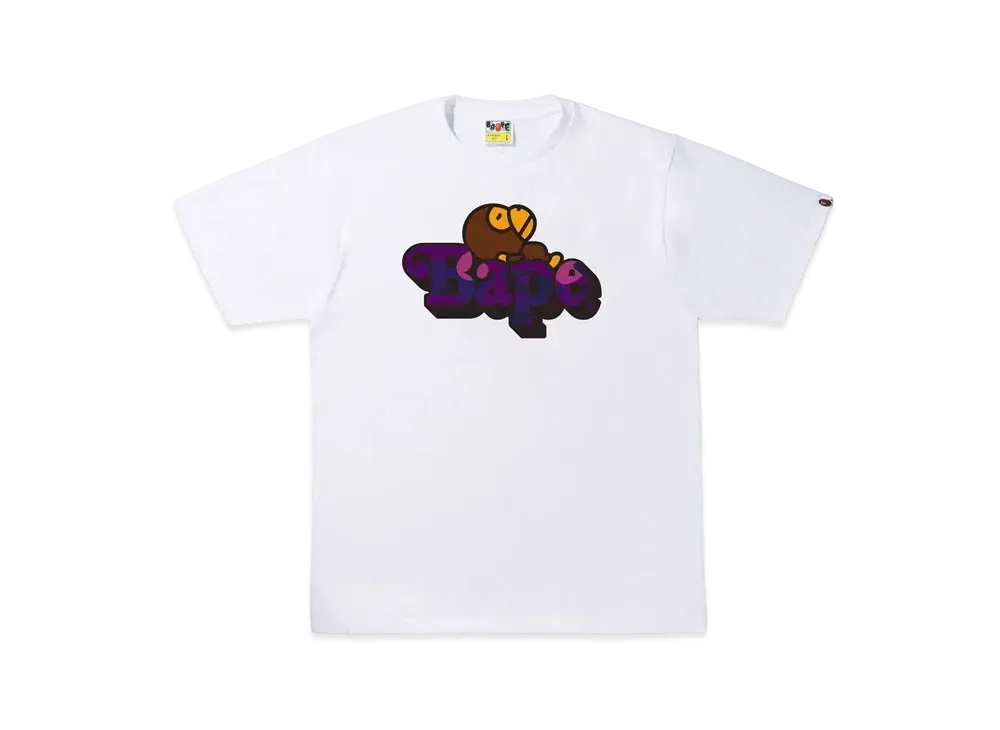A BATHING APE COLOR CAMO MILO ON BAPE TEE "White Purple"