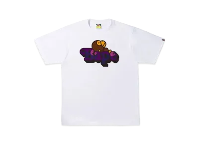A BATHING APE COLOR CAMO MILO ON BAPE TEE "White Purple"