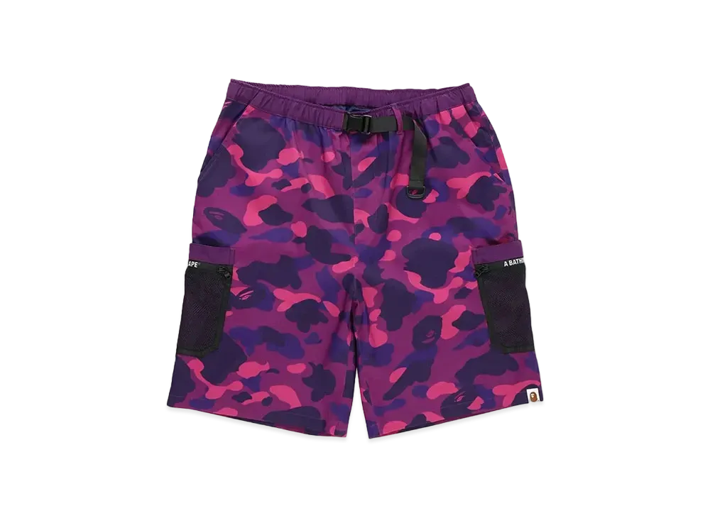 A BATHING APE COLOR CAMO MESH POCKET SHORTS "Purple"