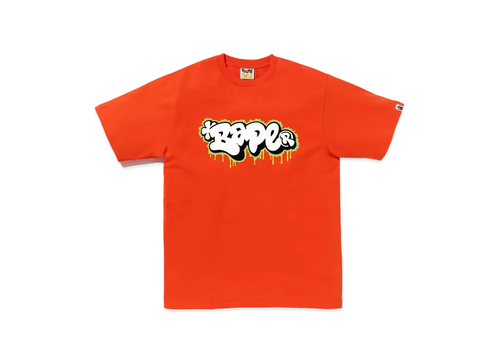 A BATHING APE Bape Graffiti Logo Tee "Orange"