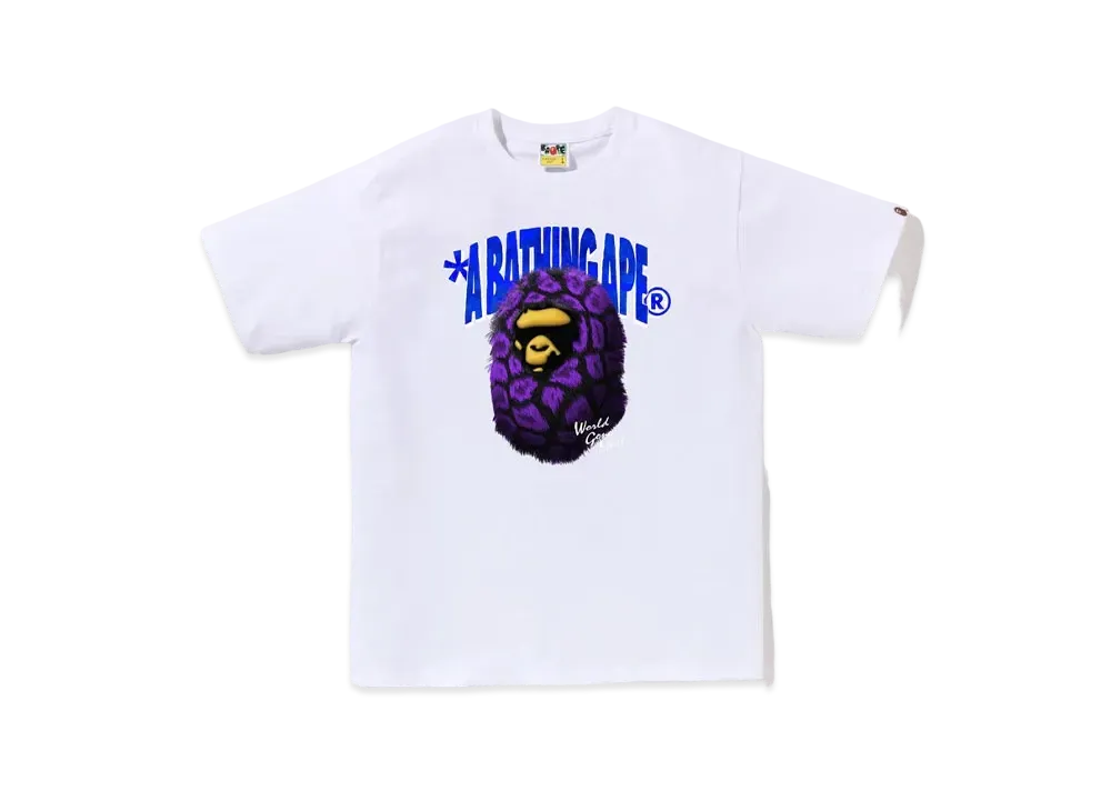 A BATHING APE Fur Ape Head Tee "White"