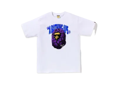 A BATHING APE Fur Ape Head Tee "White"