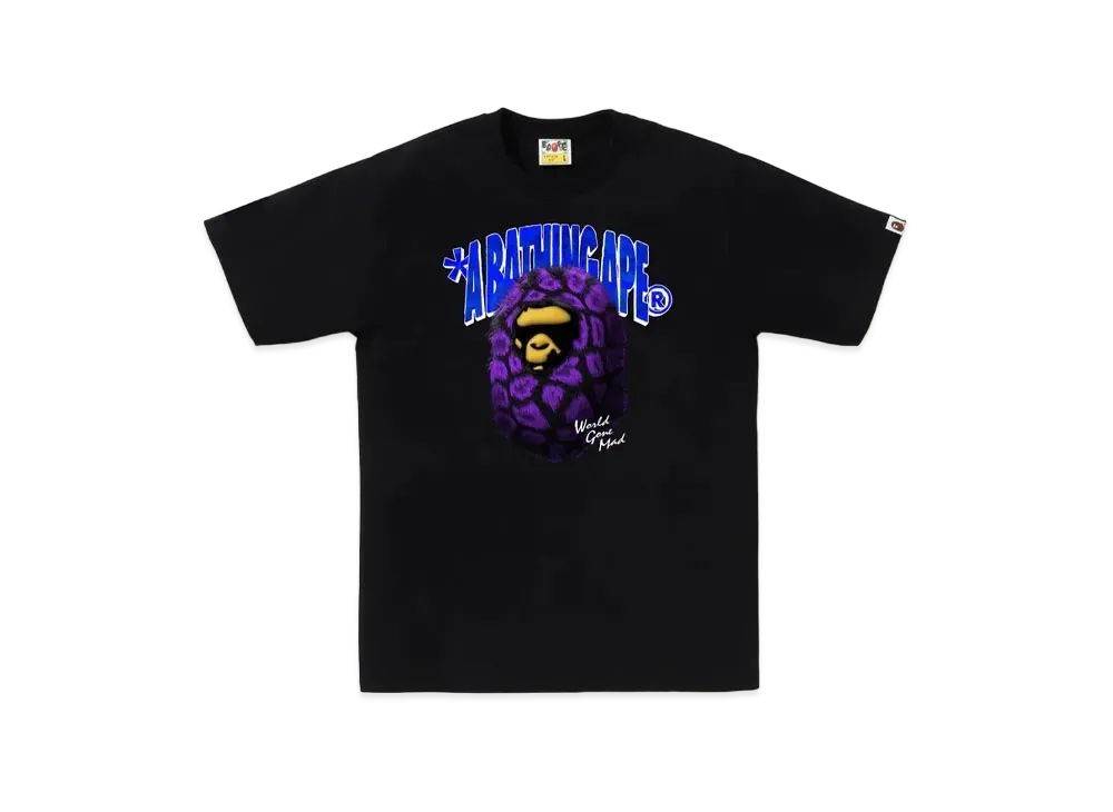 A BATHING APE Fur Ape Head Tee "Black"