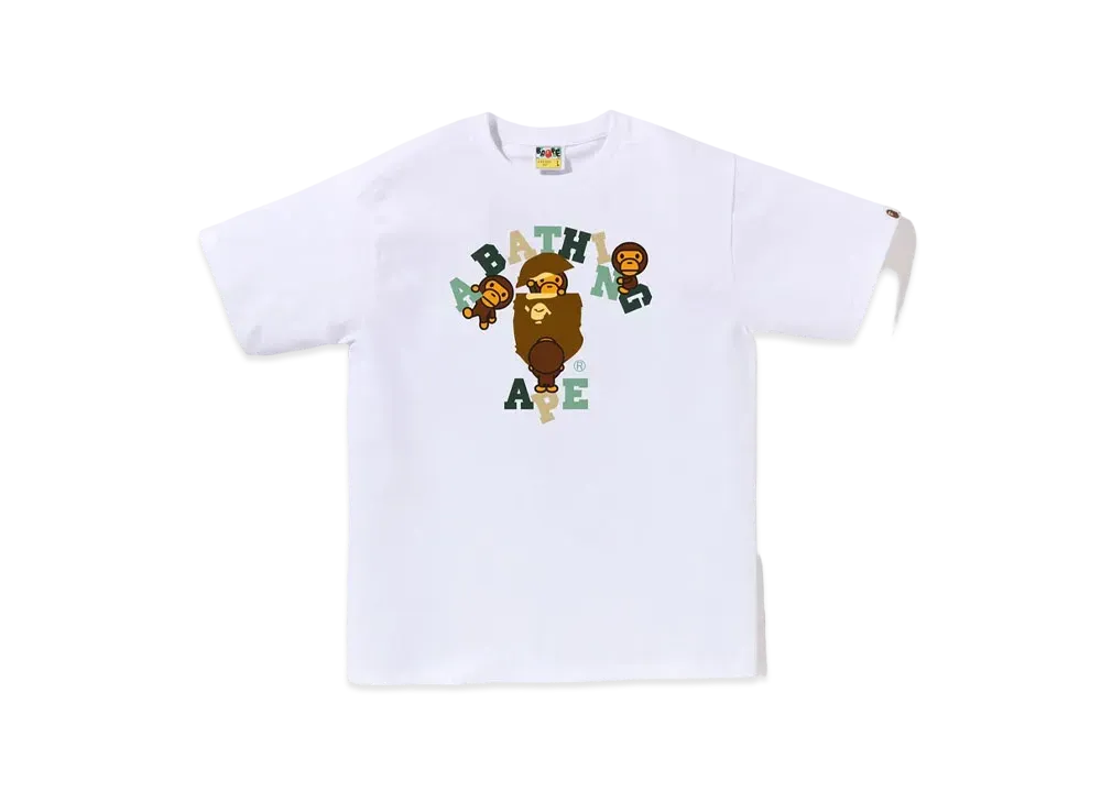A BATHING APE Colors College Milo Tee "White"
