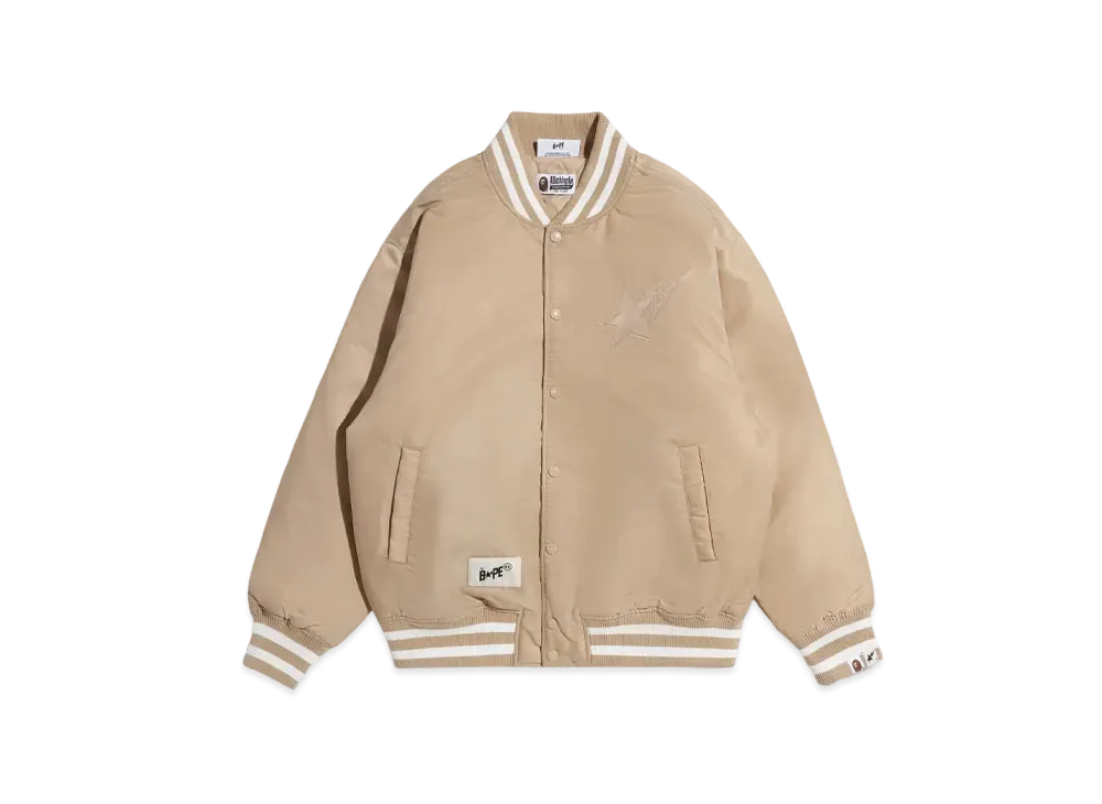 A BATHING APE x HIGHSNOBIETY Nylon Varsity Jacket "Beige"