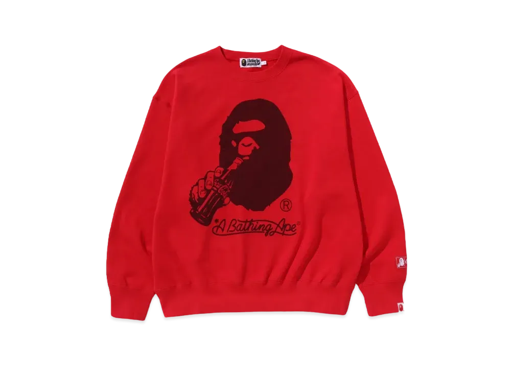 A BATHING APE x COCA COLA Ape Head Crewneck "Gray"