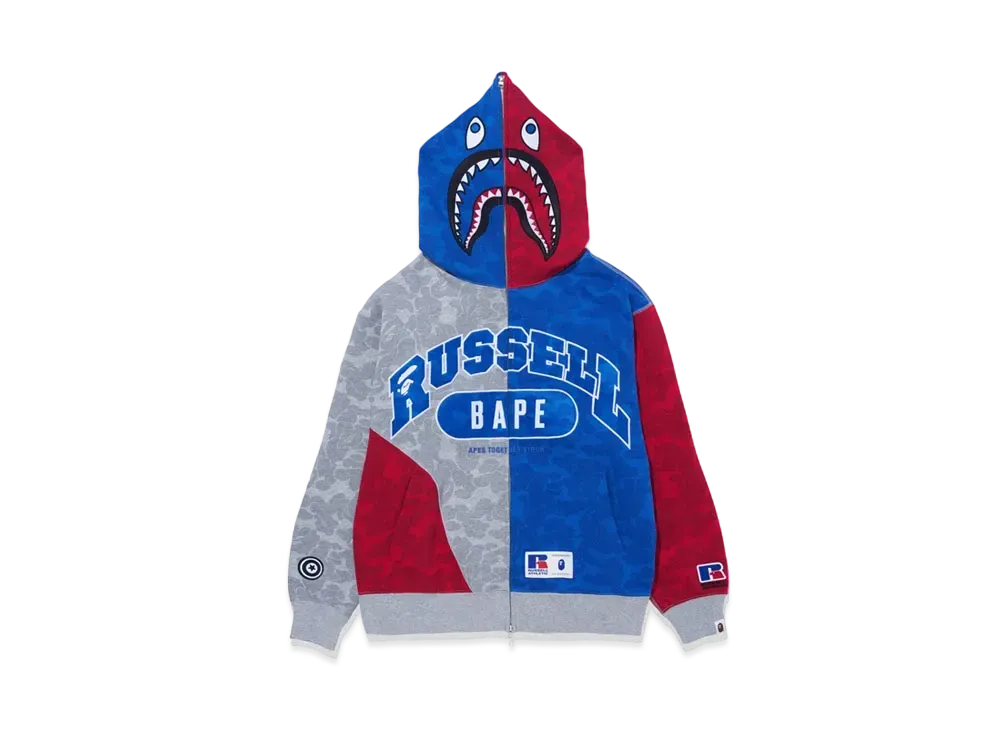 A BATHING APE x RUSSELL Shark Full Zip Hoodie "MULTI"