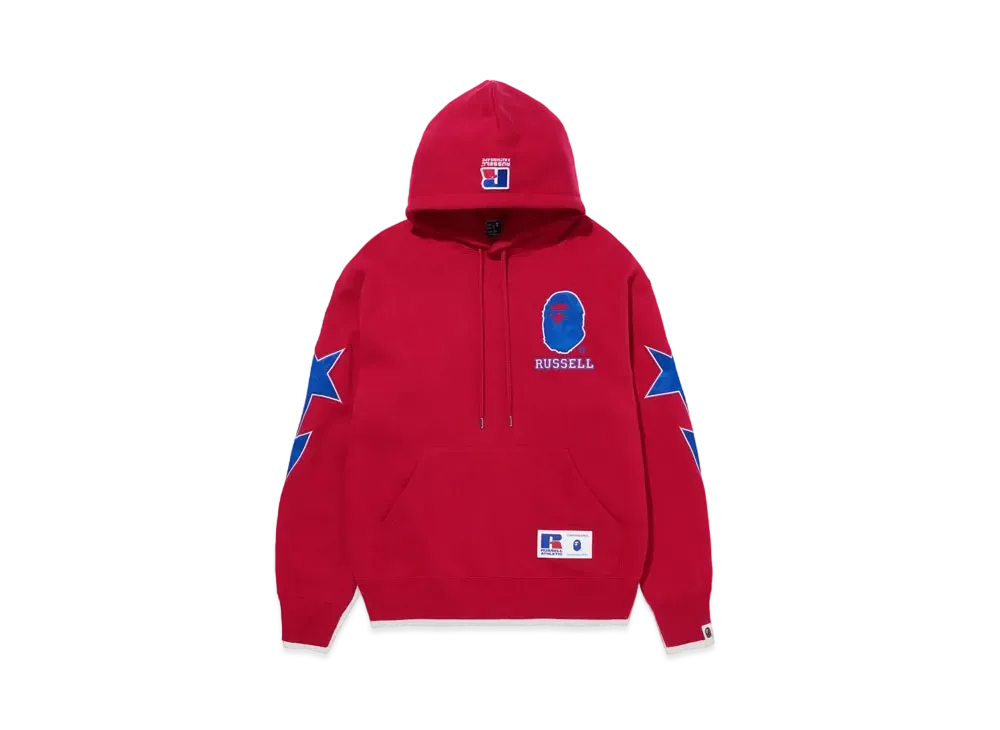 A BATHING APE x RUSSELL Pullover Hoodie "Red"