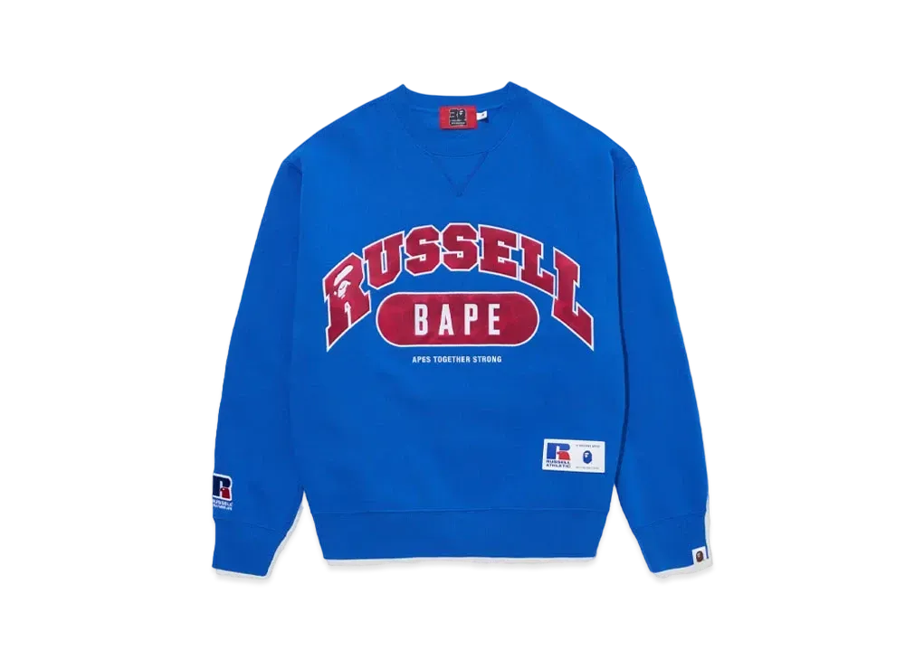 A BATHING APE x RUSSELL Crewneck Sweater "Blue"