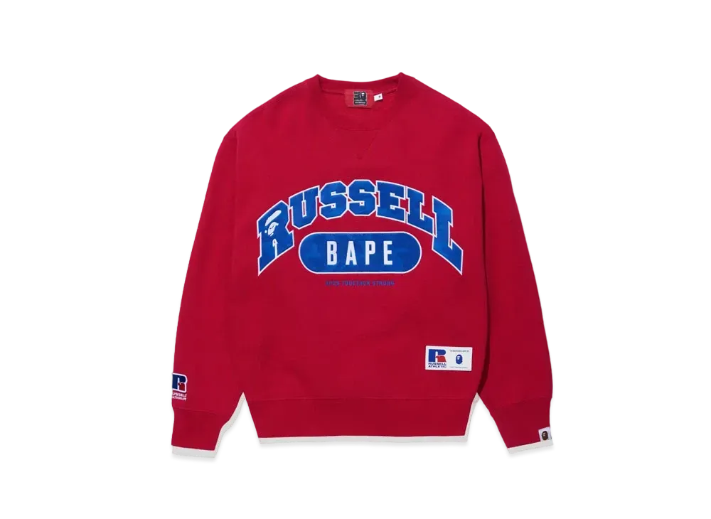 A BATHING APE x RUSSELL Crewneck Sweater "Red"