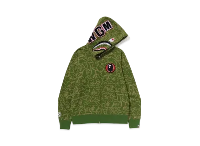 A BATHING APE 30th Anniversary Line Camo Shark Full Zip Hoodie "Green"