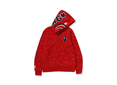 A BATHING APE 30th Anniversary Line Camo Shark Full Zip Hoodie "Red"