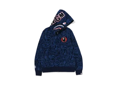 A BATHING APE 30th Anniversary Line Camo Shark Full Zip Hoodie "Navy"