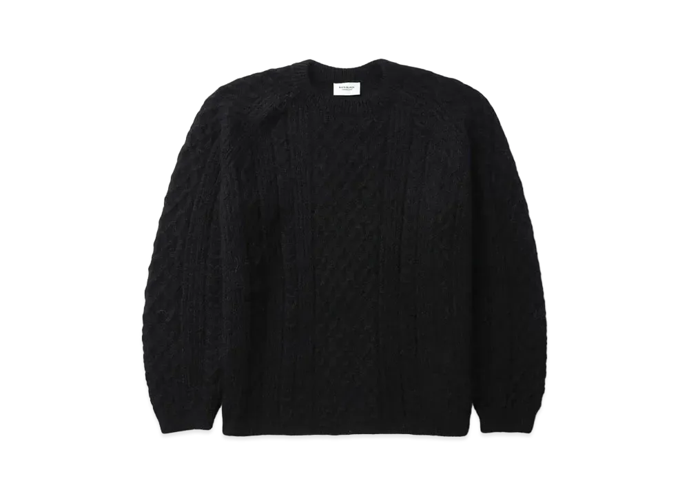 A BATHING APE Bape Black Mohair Cable Knit Sweater "Black"