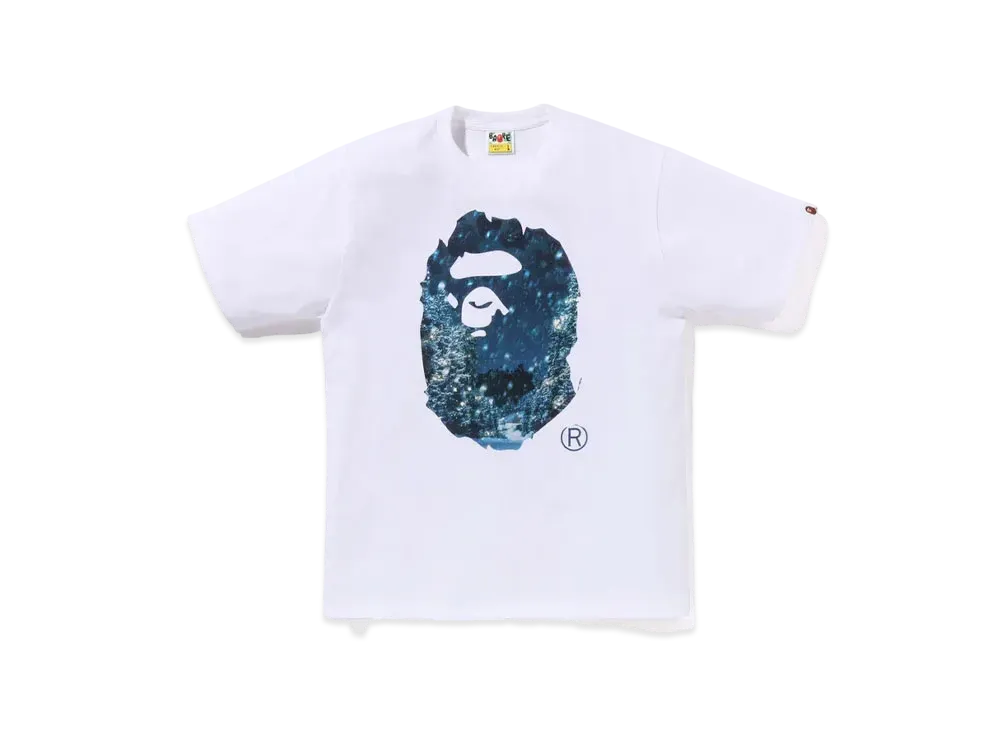 A BATHING APE Christmas Photo Ape Head Tee "White"