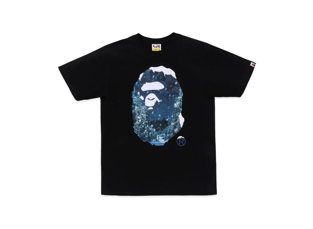 A BATHING APE Christmas Photo Ape Head Tee "Black"