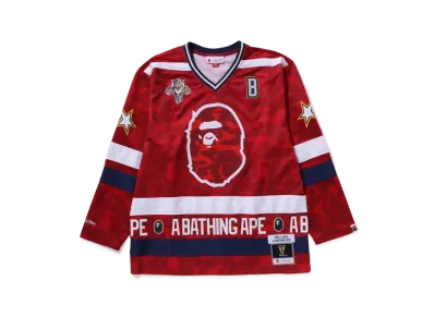A BATHING APE x Mitchell & Ness x NHL Florida Panthers Mesh Hockey Jersey L/S Tee "Burgundy"