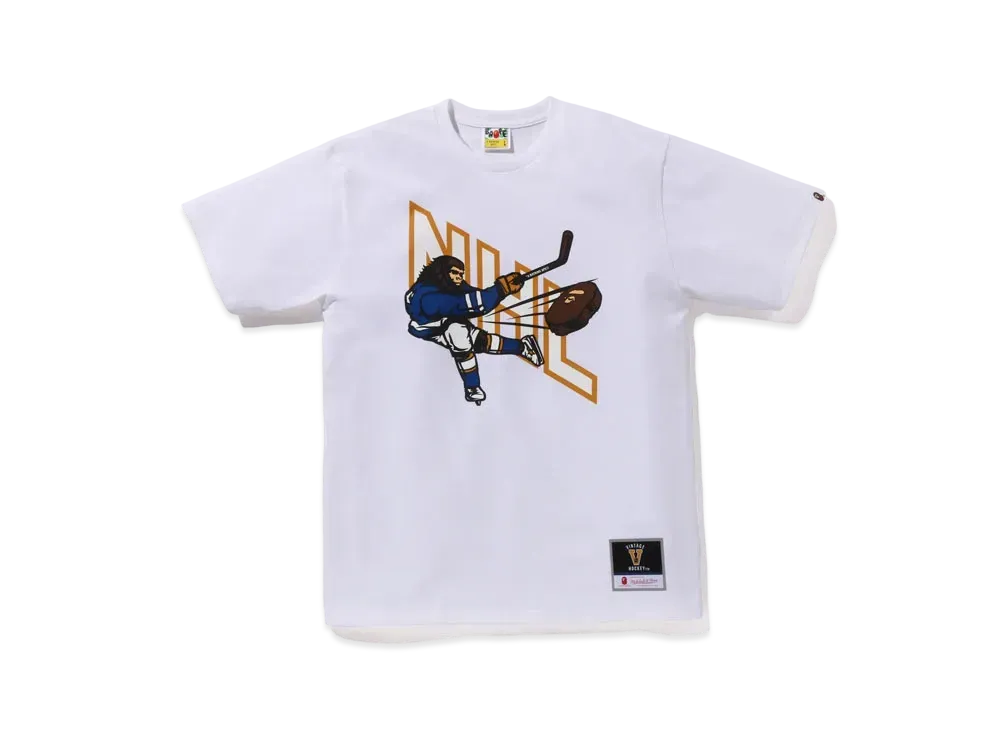 A BATHING APE x Mitchell & Ness x NHL Hockey Graphic Tee "White"