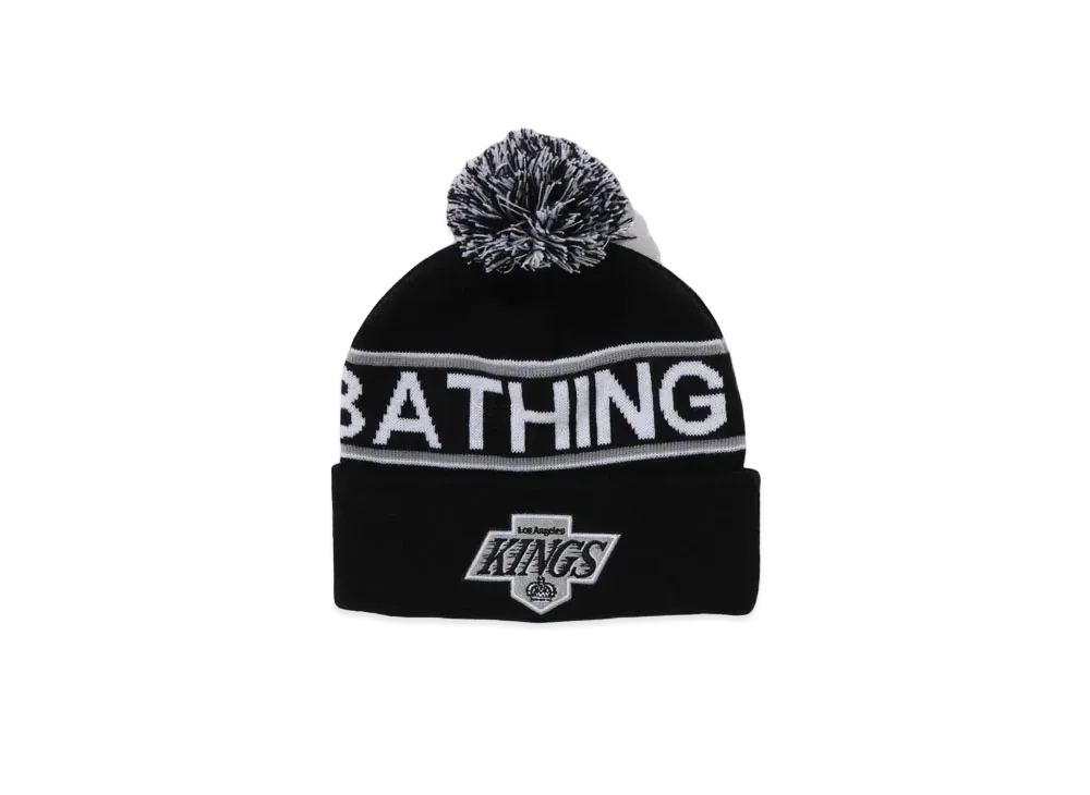 A BATHING APE x Mitchell & Ness x NHL Pom Beanie "Black"