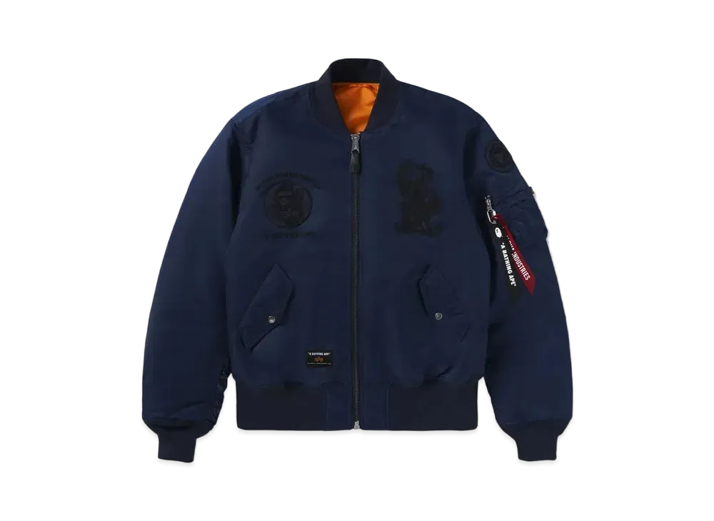 A BATHING APE x ALPHA INDUSTRIES Ma-1 Jacket "Navy"