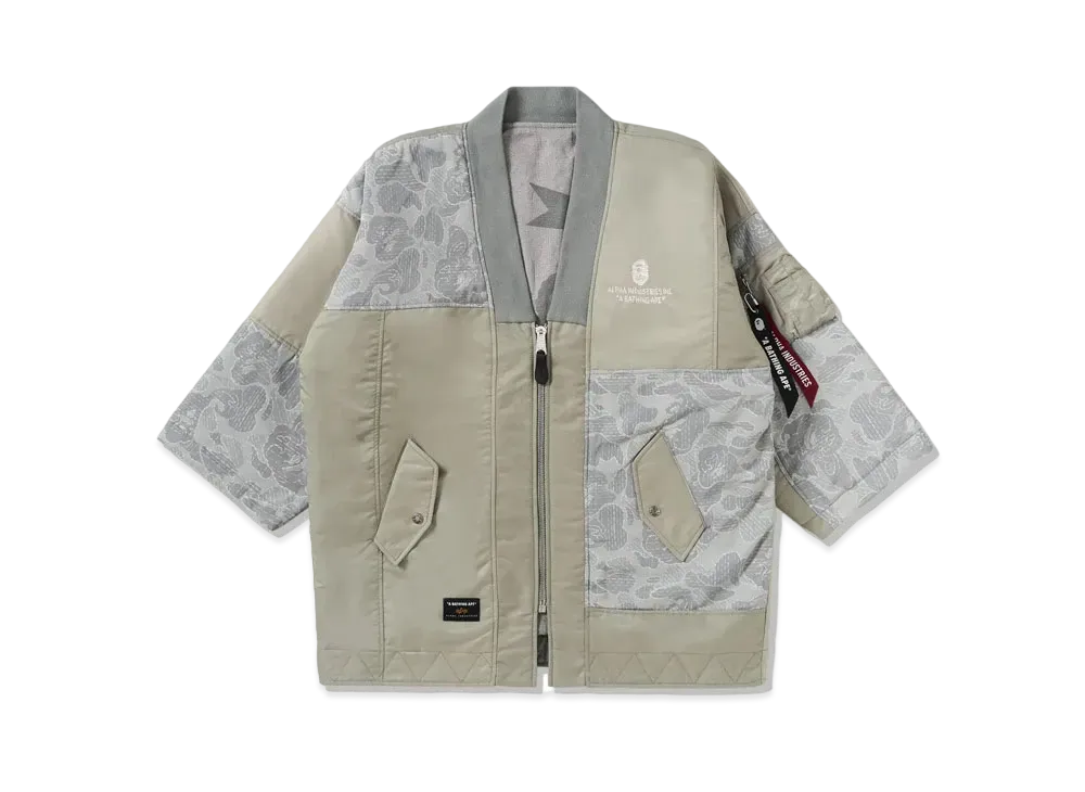 A BATHING APE x ALPHA INDUSTRIES Reversible Kimono Jacket "Olive"