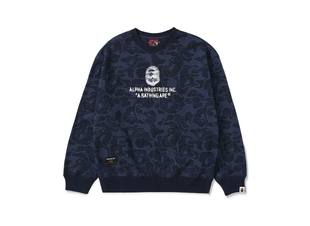 A BATHING APE x ALPHA INDUSTRIES Crewneck Sweater "Navy"