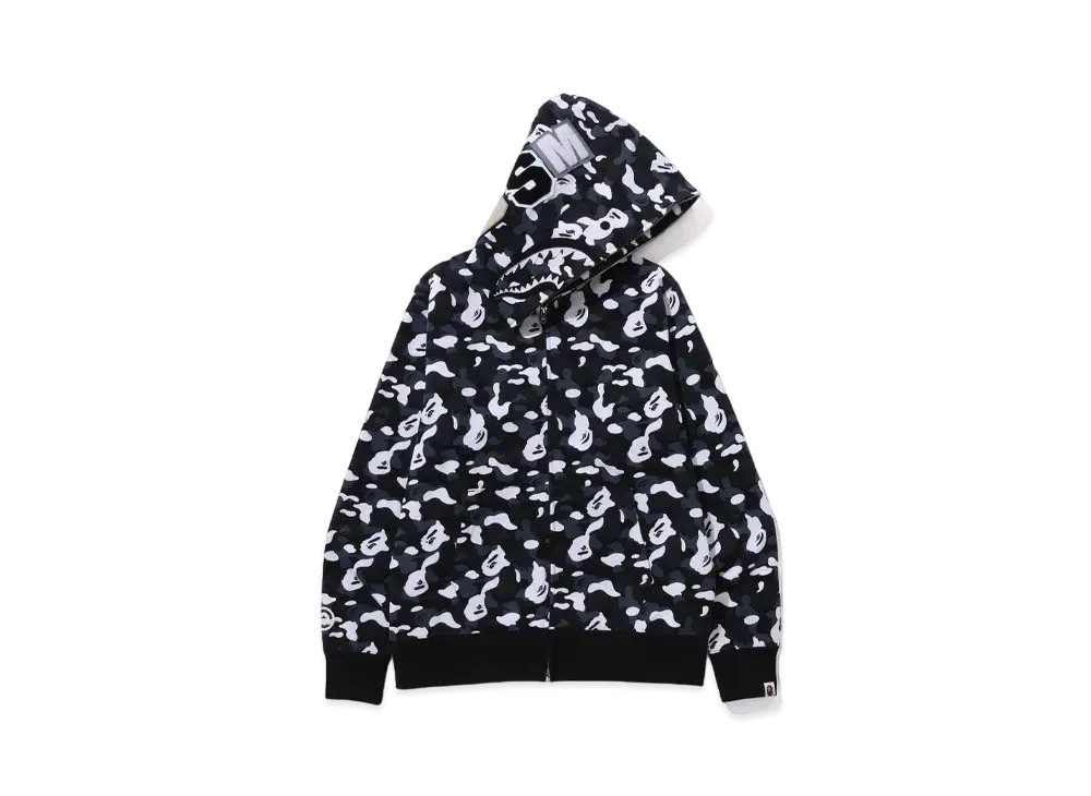 A BATHING APE x Dover Street Market Camo Shark Full Zip Hoodie "Black"