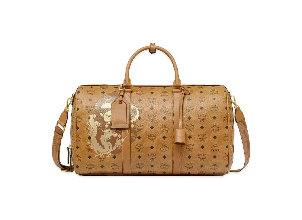 A BATHING APE x MCM Pottomar Lunar New Year Visetos Weekender Medium "Beige"