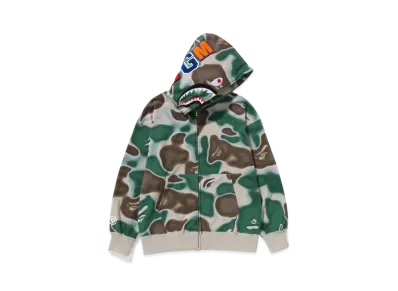 A BATHING APE Shark Relaxed Fit Full Zip Hoodie "Olive"