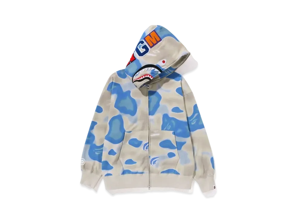 A BATHING APE Shark Relaxed Fit Full Zip Hoodie "Blue"