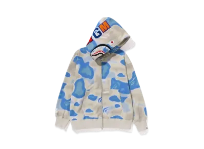 A BATHING APE Shark Relaxed Fit Full Zip Hoodie "Blue"