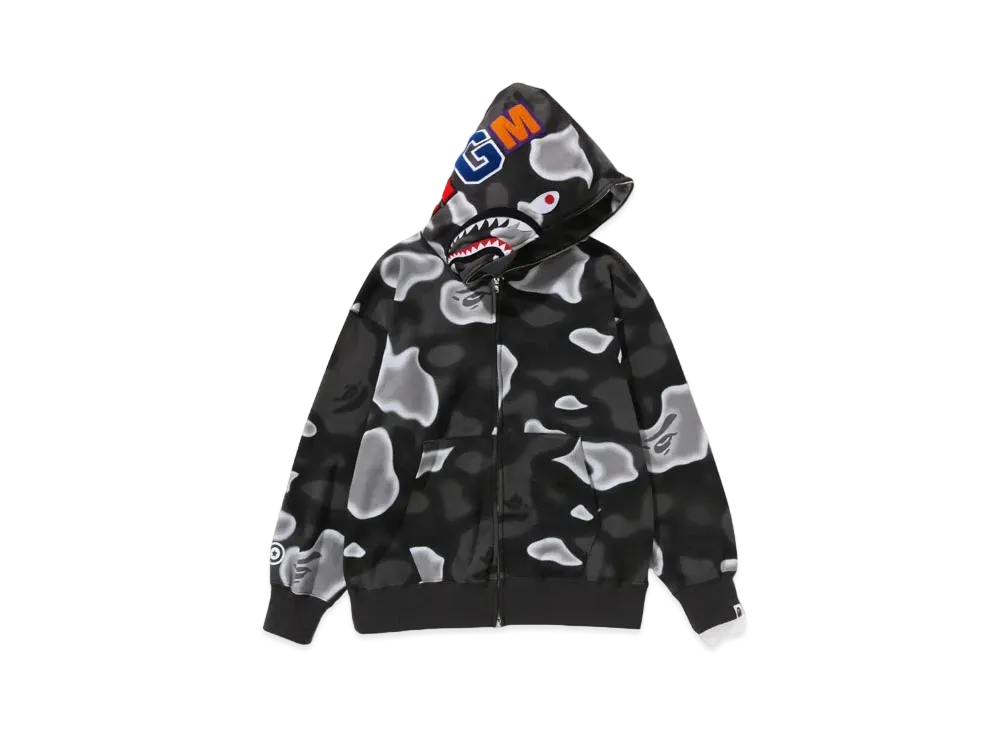 A BATHING APE Shark Relaxed Fit Full Zip Hoodie "Black"