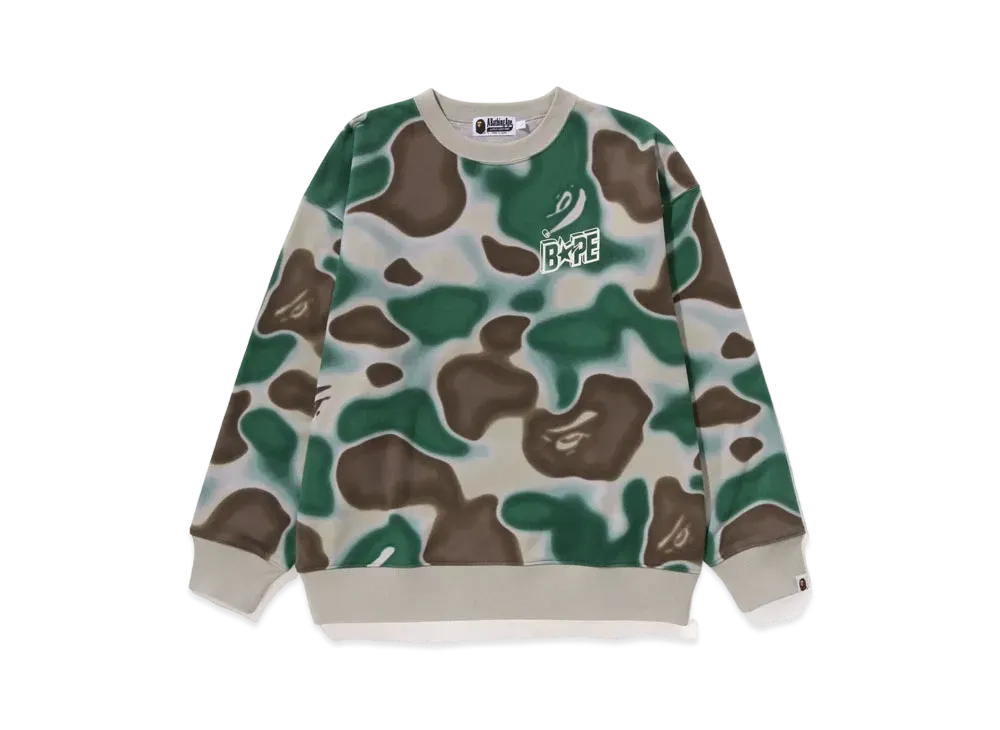 A BATHING APE Liquid Camo Bape Sta Relaxed Fit Crewneck Sweat "Olive"