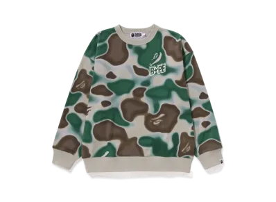 A BATHING APE Liquid Camo Bape Sta Relaxed Fit Crewneck Sweat "Olive"