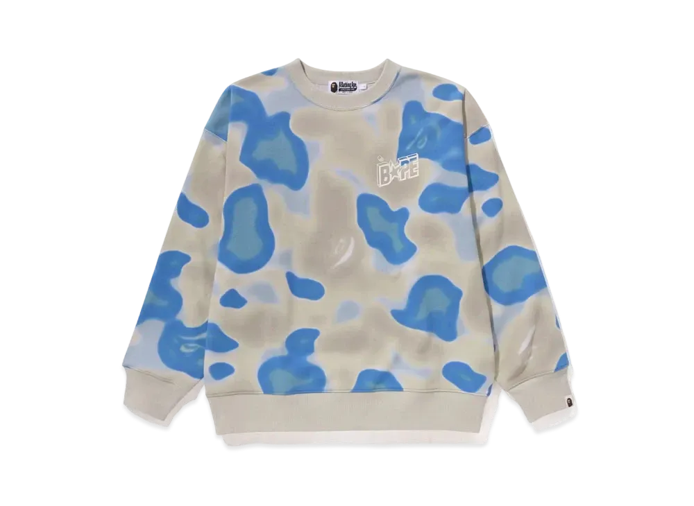 A BATHING APE Liquid Camo Bape Sta Relaxed Fit Crewneck Sweat "Blue"