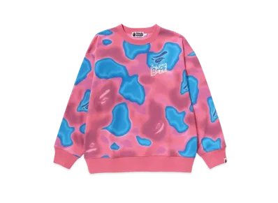 A BATHING APE Liquid Camo Bape Sta Relaxed Fit Crewneck Sweat "Pink"