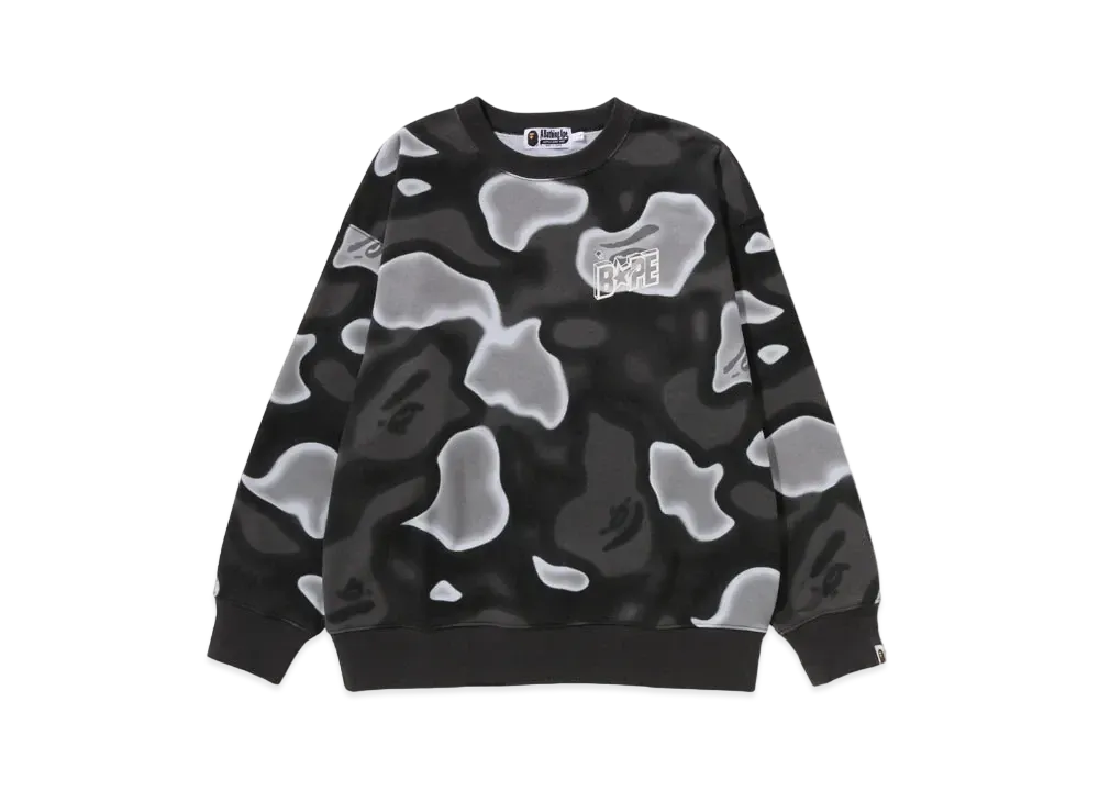 A BATHING APE Liquid Camo Bape Sta Relaxed Fit Crewneck Sweat "Black"