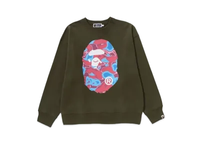 A BATHING APE Liquid Camo Ape Head Relaxed Fit Crewneck Sweat "Brown"