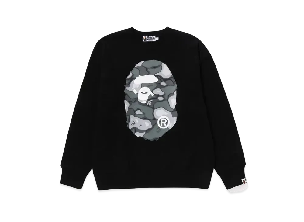 A BATHING APE Liquid Camo Ape Head Relaxed Fit Crewneck Sweat "Black"
