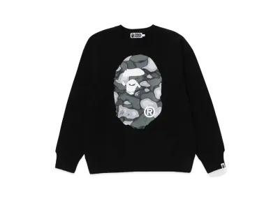 A BATHING APE Liquid Camo Ape Head Relaxed Fit Crewneck Sweat "Black"