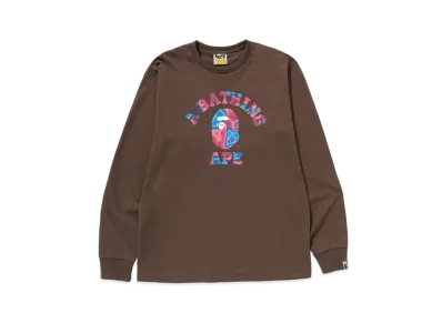 A BATHING APE Liquid Camo College L/S Tee "Brown"