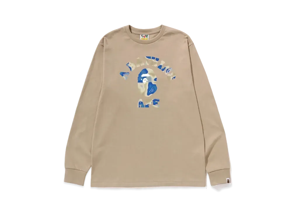 A BATHING APE Liquid Camo College L/S Tee "Beige"