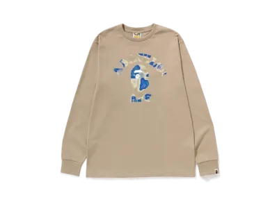 A BATHING APE Liquid Camo College L/S Tee "Beige"
