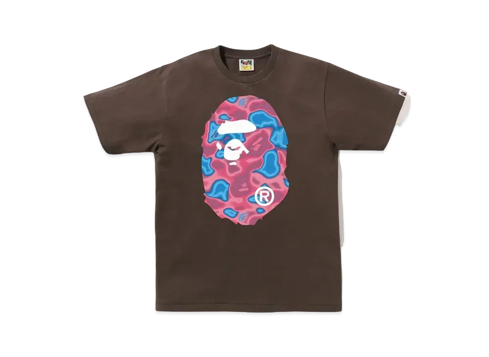 A BATHING APE Liquid Camo Big Ape Head Tee "Brown"