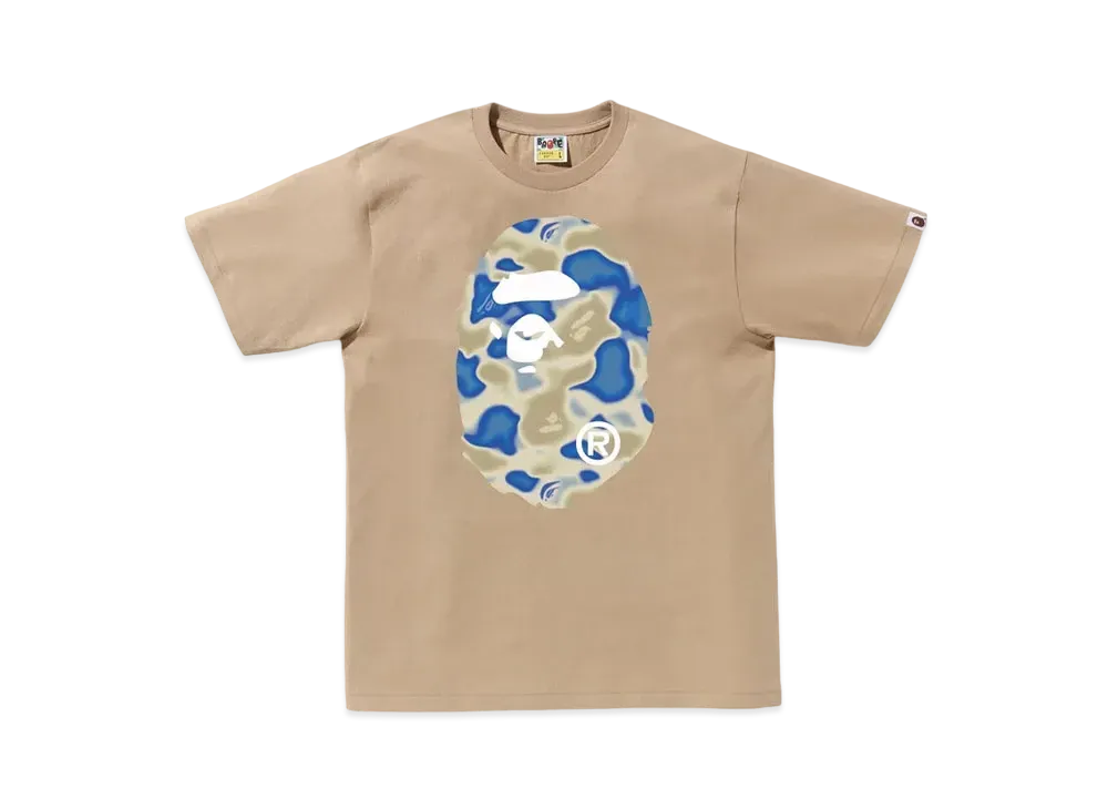 A BATHING APE Liquid Camo Big Ape Head Tee "Beige"