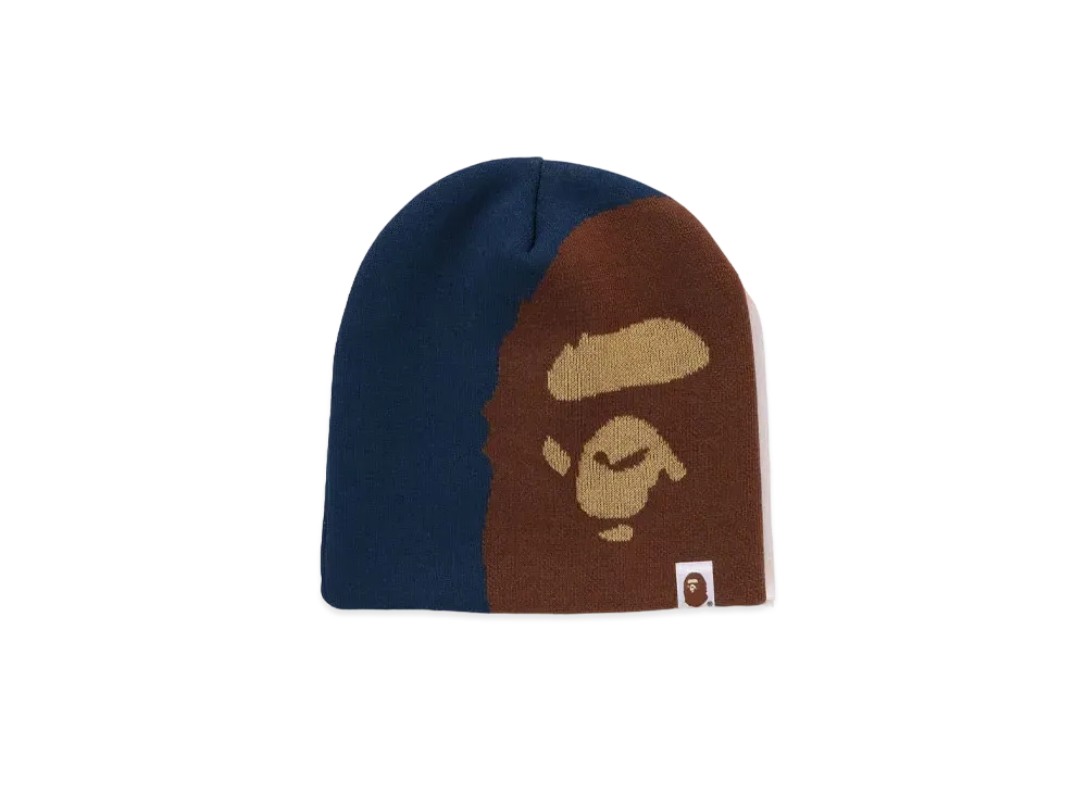 A BATHING APE Ape Head Knit Cap "Navy"