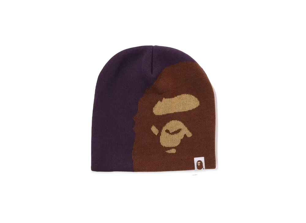 A BATHING APE Ape Head Knit Cap "Purple"