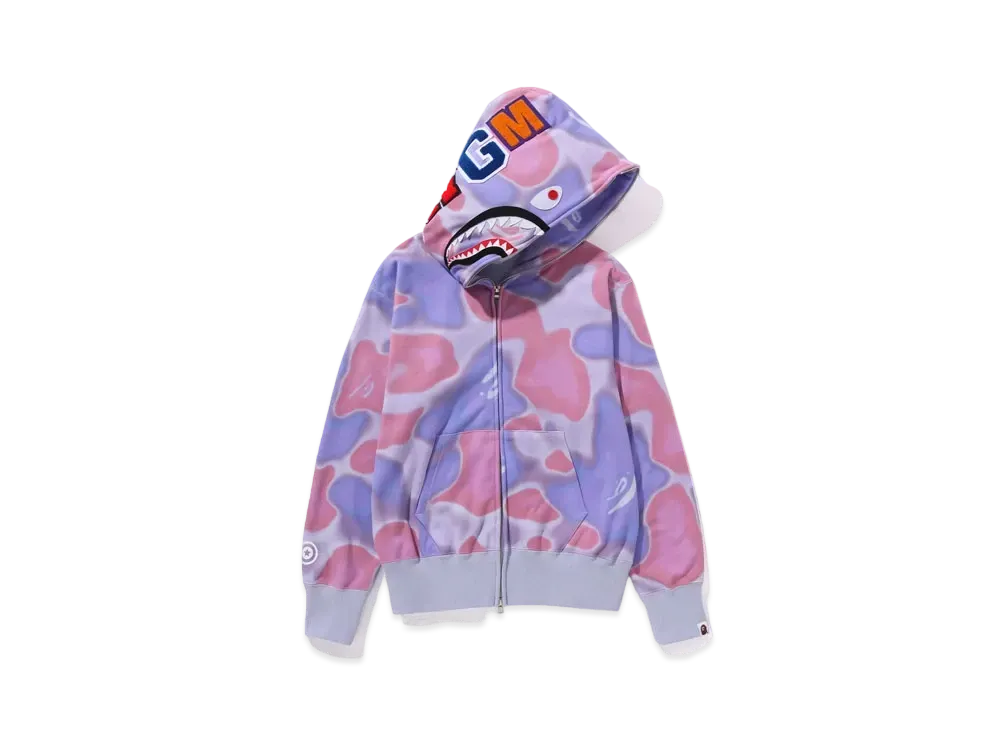 A BATHING APE Ladies Liquid Camo Shark Full Zip Hoodie "Purple"