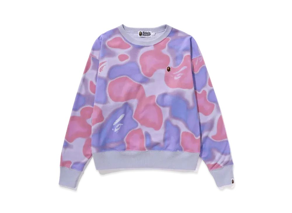 A BATHING APE Ladies Liquid Camo Crewneck "Purple"