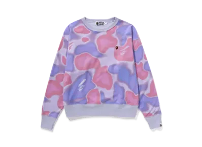 A BATHING APE Ladies Liquid Camo Crewneck "Purple"